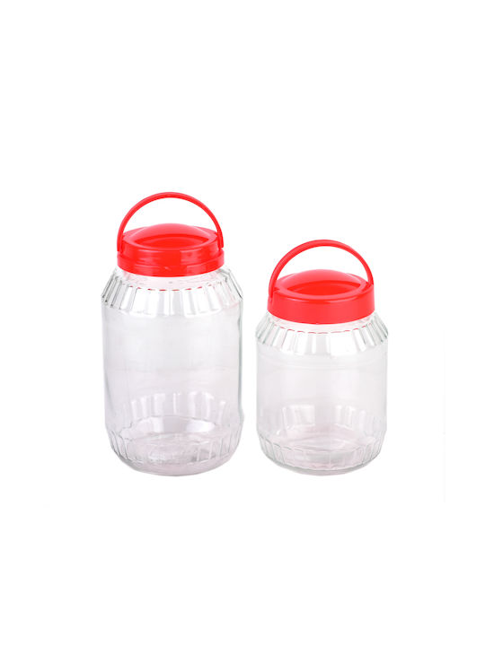 Mondex Set 6 Pieces Glass Transparent Sugar Jars with Lid Capacity 3100ml