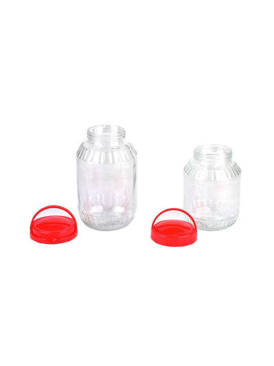 Mondex Set 6 Pieces Glass Transparent Sugar Jars with Lid Capacity 3100ml