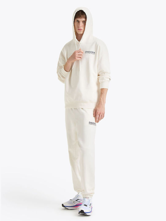 Diadora Men's Sweatshirt with Hood Off White