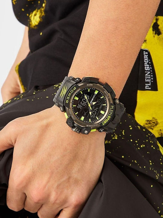 Philipp Plein Combat Ceas Digital Bărbați Baterie cu Curea Cauciuc Neagră