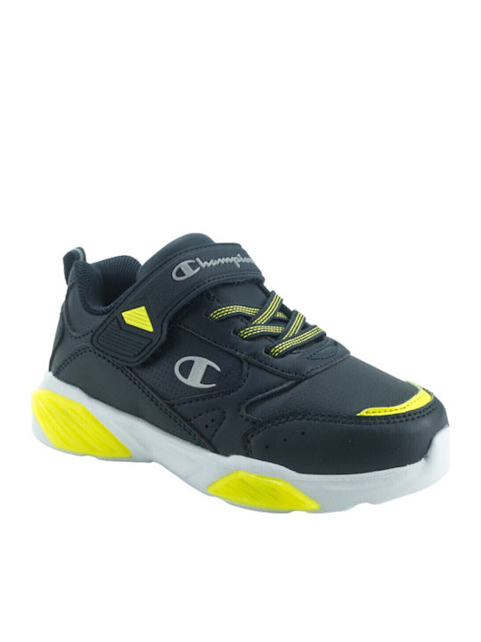 Wave PU Kids Sneakers with Scratch & Lights Navy Blue