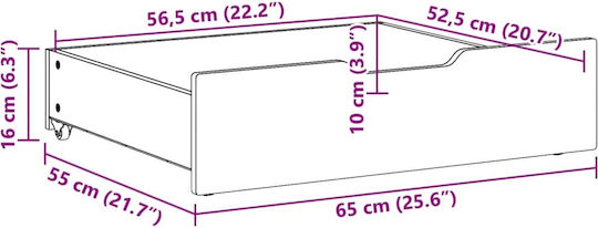 vidaXL Bettkasten aus Holz White 65x55x16cm 2Stück