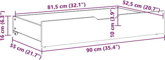 vidaXL Bed Drawer made of Wood White 90x55x16cm 2pcs
