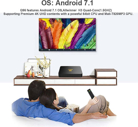 TV-Box Q96 X1 546897 mit WiFi USB 2.0 1GB RAM und 8GB Speicherplatz mit Betriebssystem Android 7.1