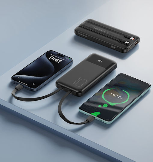 XO PR248 Power Bank 10000mAh 22.5W with USB-A Port and USB-C Port Quick Charge 2.0 / Quick Charge 3.0 Black
