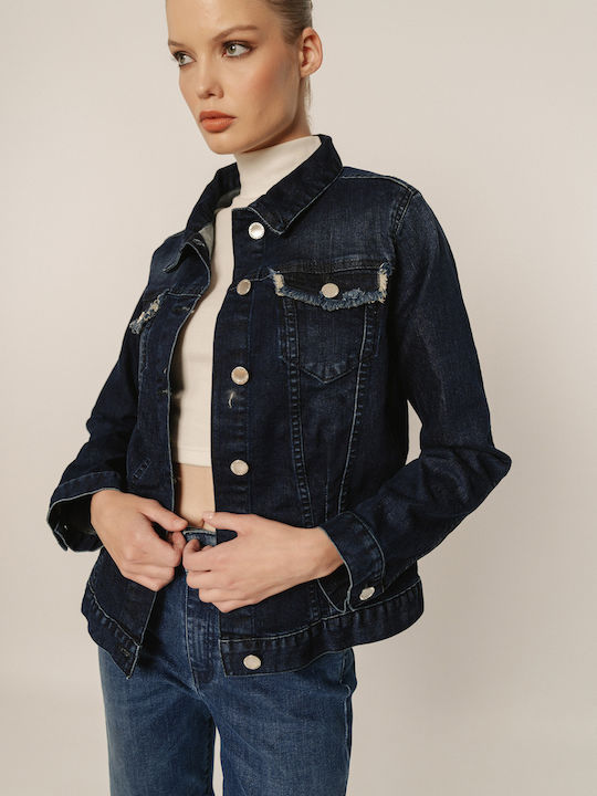 Edward Jeans Women's Short Jean Jacket for Spring or Autumn Blue