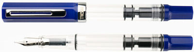 Twsbi Sapphire Calligraphy Pen Fine Transparent with Blue και Red Ink