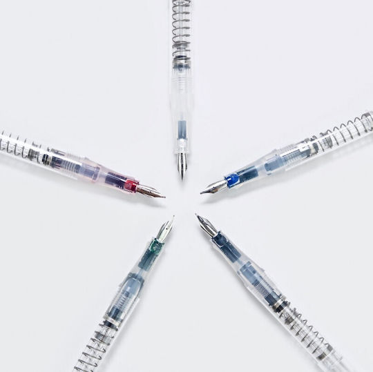 Twsbi Go Spring Load Mechanism Калиграфска Писалка Широк Прозрачна с Червен Мастило