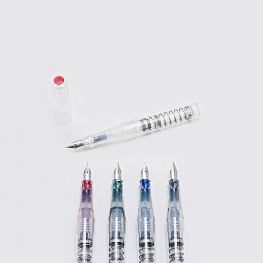 Twsbi Go Spring Load Mechanism Калиграфска Писалка Широк Прозрачна с Червен Мастило