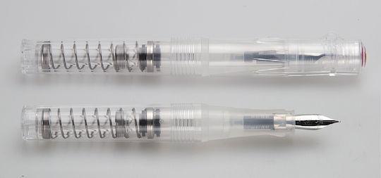 Twsbi Go Spring Load Mechanism Калиграфска Писалка Широк Прозрачна с Червен Мастило