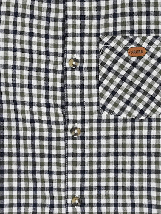 Kids Checked Shirt Long Sleeve Black