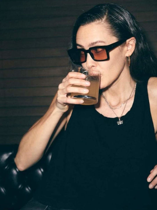 Chpo Stellar Sunglasses Μαύρα with Acetate Frame & Brown Lens
