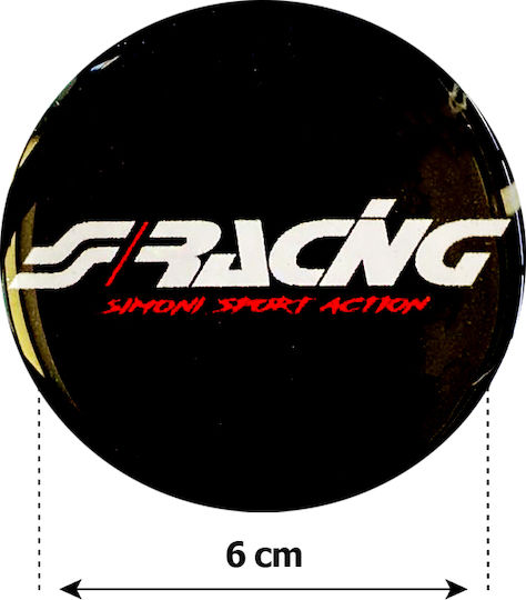 Simoni Racing Autoemblem Aufkleber mit Emaille Überzug 6 x 6cm für Autoreifen in Weiß Farbe 4Stück