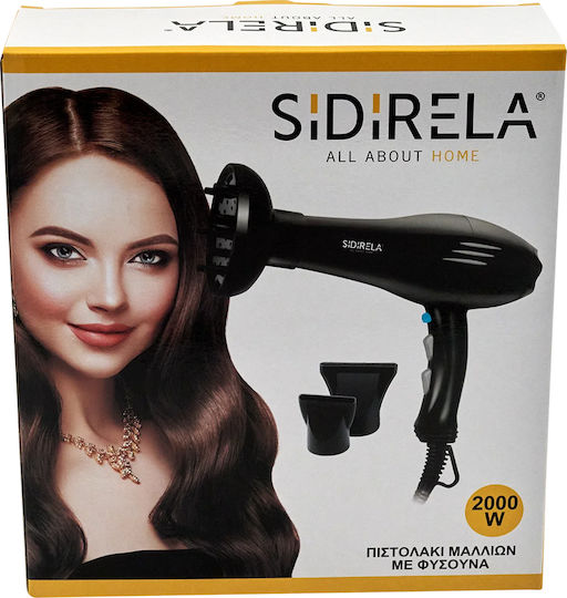 Sidirela Uscător de Păr cu Difuzor 2000W Glossy Black