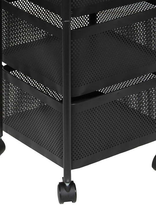 Keskor Metal Kitchen Trolley 4 Tiers Black 27x27x78cm