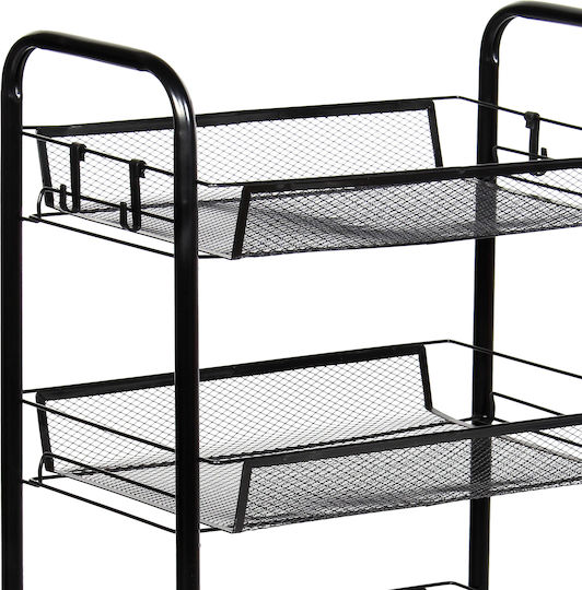 Keskor Kitchen Trolley Metallic 4 Tiers Black 44x25.5x83cm