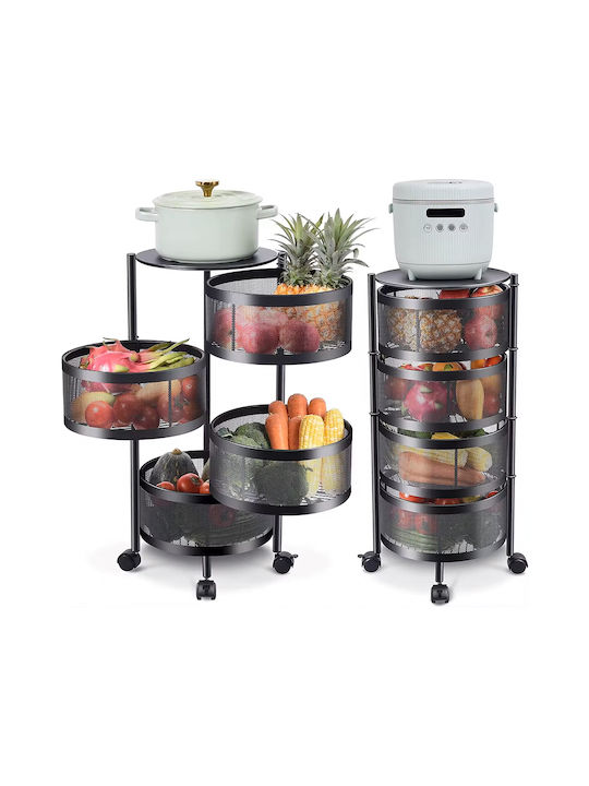 Keskor Metal Kitchen Trolley 4 Tiers Black 30x30x76cm