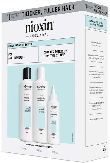 Nioxin Promo Scalp Recovery Purifying Shampoo 200ml & Moisturising Conditioner 200ml & Soothing Serum 100ml Anti-Dandruff Moisturising Conditioner & Soothing Serum