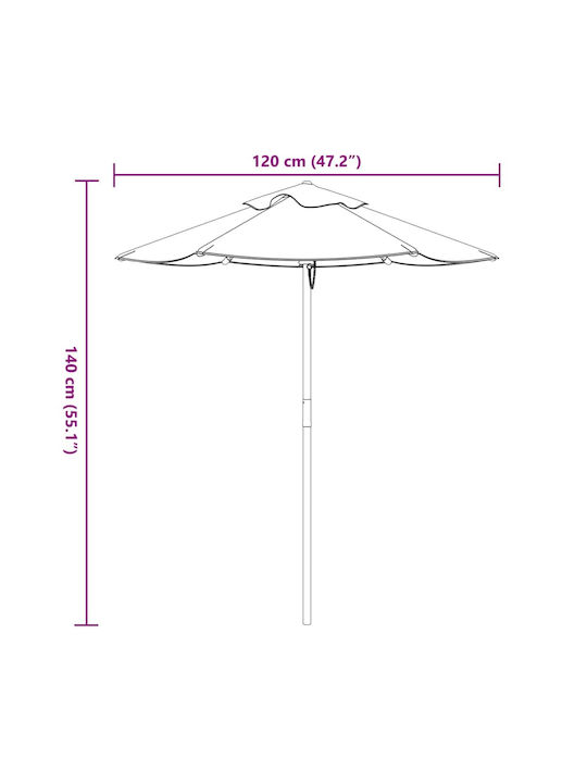 Runder Holz-Garten- und Terrassen-Sonnenschirm Blau Φ1.4xH1.4m