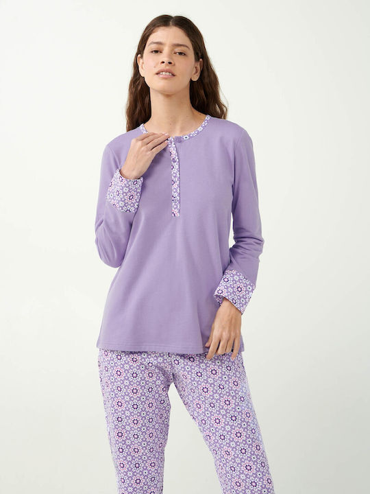 Vamp Winter Damen Pyjama-Set Lila