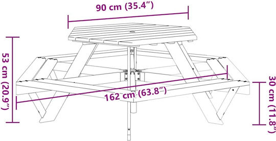 vidaXL Масичка 162x53см. за 3+ години Години Кафяв