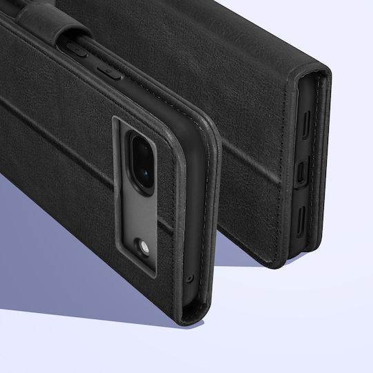 Калъф за портфейл Google Pixel 6a с функция за стойка за видео, черен
