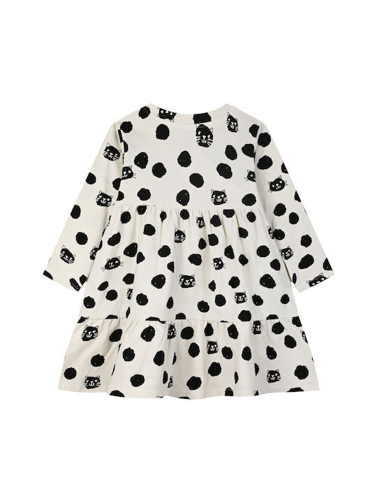 Energiers Kids Dress Polka Dot Long Sleeve cream