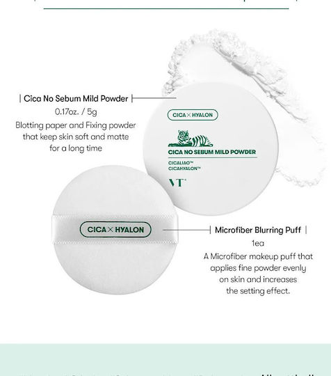 Vt Cosmetics Cica No-Sebum Mild Puder 5g Mattierendes Gesichtspuder