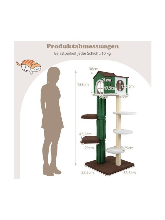 Costway Scratching Post Cat Trees Green Height 153cm