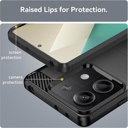 Techsuit Carbon Задна корица Силикон Черен (Redmi Note 13 5G)