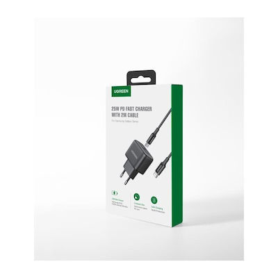 Ugreen Încărcător cu Port USB-C și Cablu USB-C - USB-C 25W Livrarea energiei / Quick Charge 3.0 Negruς (Cd250)