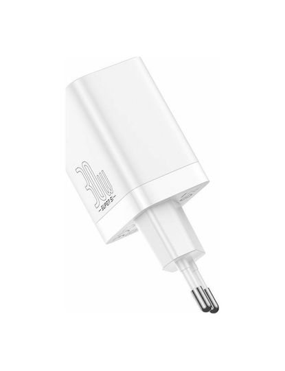 Baseus Baseus Kabelloser Handyladegerät mit USB-A und USB-C Ausgangsanschlüsse 30W Stromlieferung Schwarz (C Super Si Pro)