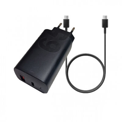 Treqa Charger Without Cable with USB-A Port and USB-C Port 65W Blacks (CH-637)