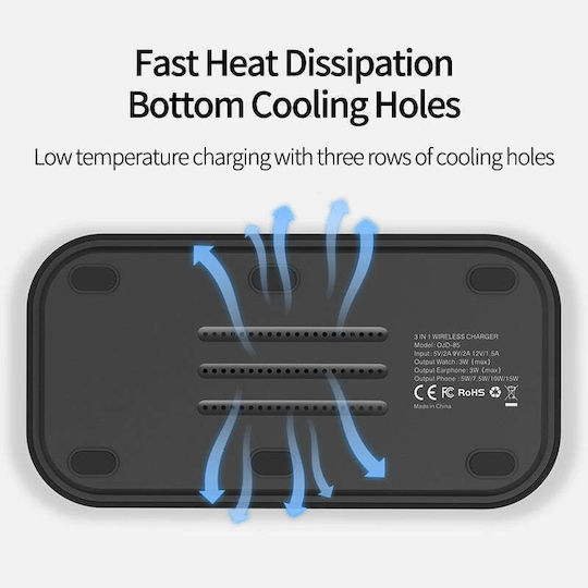 Factory Încărcător Wireless (Qi Pad) 15W Livrarea energiei / Quick Charge 3.0 Negruς (OJD-85)