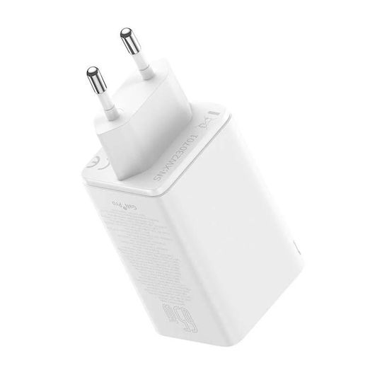 Baseus Φορτιστής Χωρίς Καλώδιο GaN με 2 Θύρες USB-A και 2 Θύρες USB-C 65W Power Delivery Λευκός (P10162701213-00)