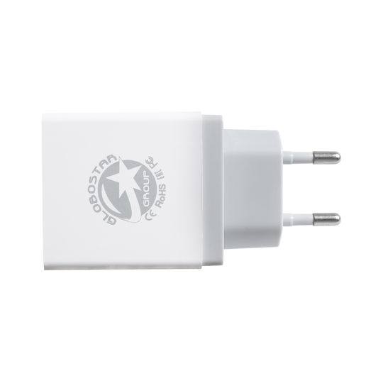 GloboStar Ladegerät ohne Kabel mit 4 USB-A Anschlüsse Weißs (69997)