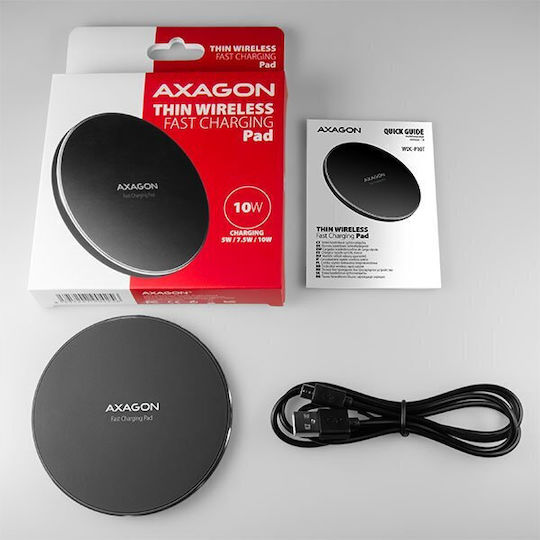Axagon Ασύρματος Φορτιστής (Qi Pad) και Καλώδιο micro USB 10W Quick Charge 3.0 Μαύρος (WDC-P10T)