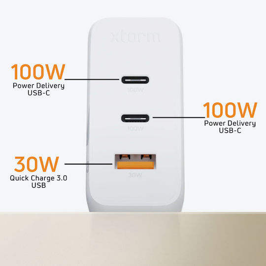Xtorm Wireless Charger GaN-Ultra 100W Quick Charge 3.0 White