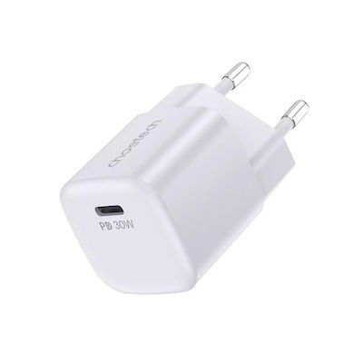 Choetech Charger Without Cable with USB-C Port 30W Power Delivery White (PD5007)