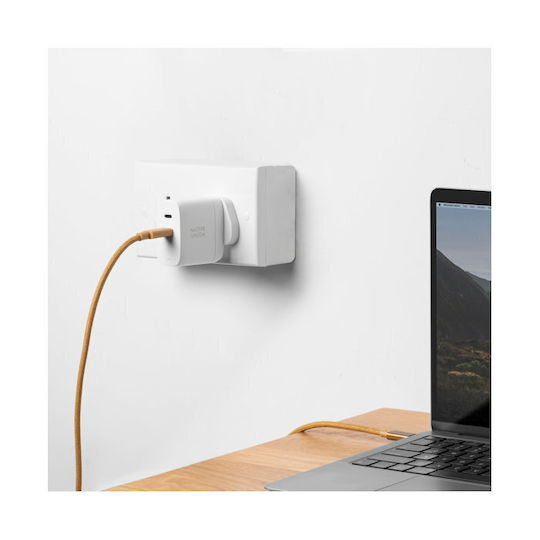 Native Union Зарядно без кабел GaN с 2 USB-C порта 67W Power Delivery Бял (FAST-PD67-WHT-INT)