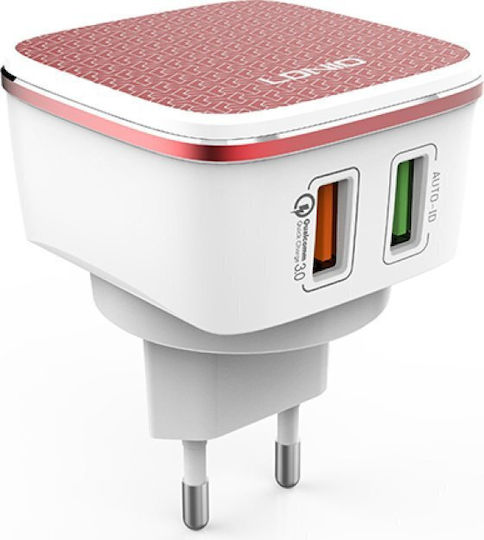 Ldnio Încărcător cu 2 Porturi USB-A și Cablu Lightning Portocaliu (A2405Q)