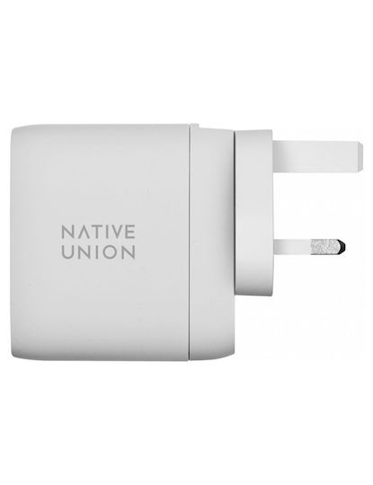 Native Union Зарядно без кабел GaN с 2 USB-C порта 67W Power Delivery Бял (FAST-PD67-WHT-INT)