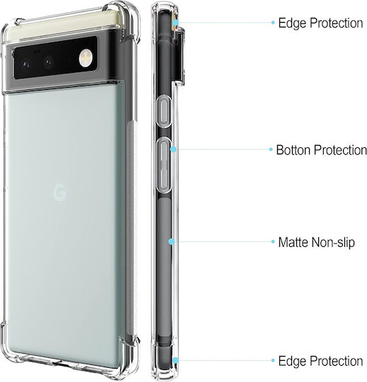 Techsuit Shockproof Clear Umschlag Rückseite Silikon mit Band Transparent (Google Pixel 6)