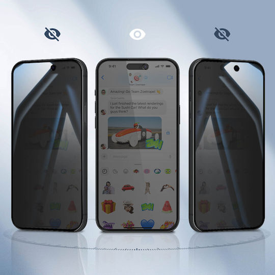 Avizar Panzerglas iPhone 15 Privatsphäre Anti-Spion Härte 9H Transparent Schwarz
