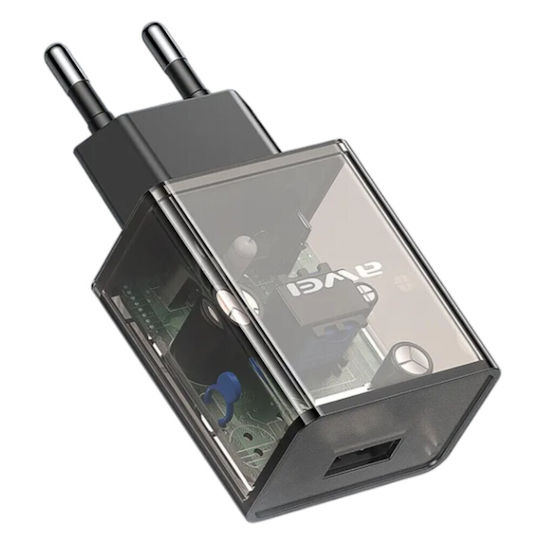Awei Φορτιστής Χωρίς Καλώδιο με Θύρα USB-A Μαύρος (C9)