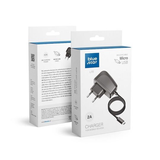 Blue Star Ladegerät mit integriertem Kabel Micro-USB Schwarzs (5901737411532)