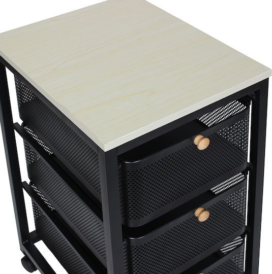 Keskor Küchengestell Metallisch Mit 3 Ebenen Schwarz 40x32.5x64cm