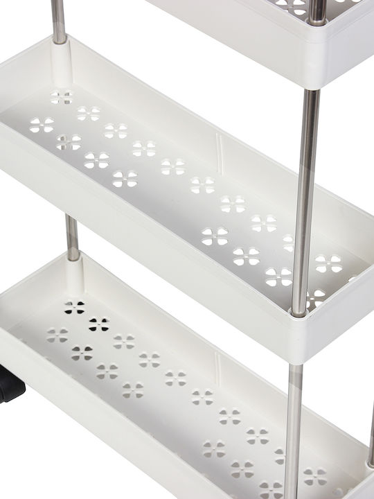 Keskor Metallic Kitchen Trolley 4 Tiers White 40x13x87cm