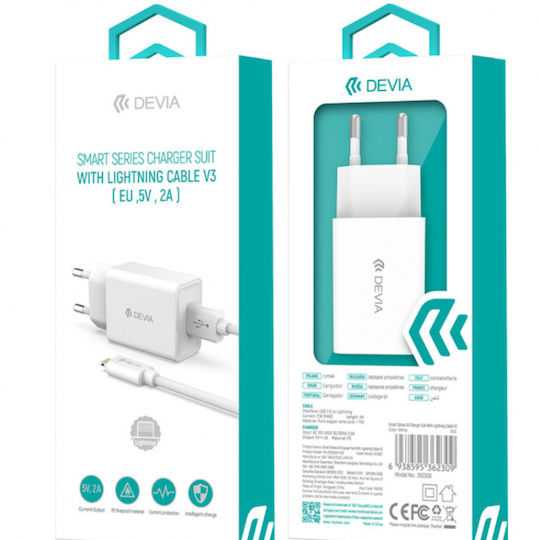 Devia Φορτιστής Χωρίς Καλώδιο με Θύρα USB-A 10W Λευκός (M4-05200A1-VDE)