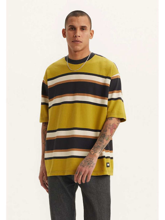 Levi's Skateboarding T-shirt Green Sulphur, Brown Stripes